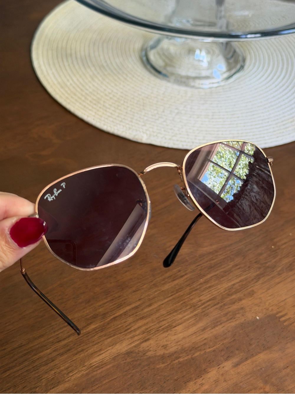 Ray-Ban Women's Rose Gold Frame Sunglasses with Brown Lenses